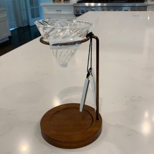 Pour over coffee maker. Wood copper and glass. NWT
